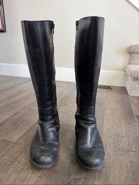 Naturalizer leather black boots, size 8, wide calf